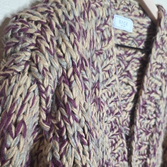 Sage The Label Sweater Chunky Knit Open Cardigan This and That Cardi Size Small - Picture 5 of 11